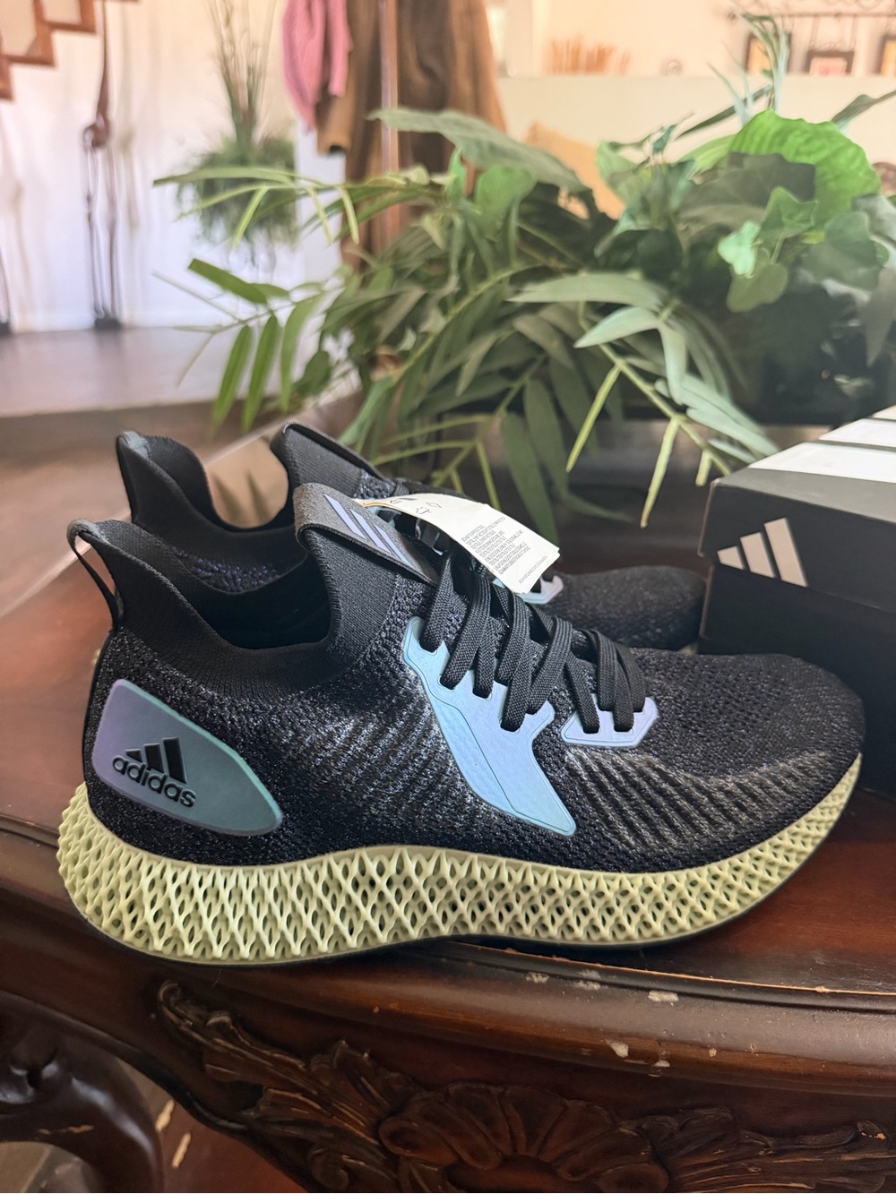 adidas Black Athletic Shoes with Light Blue Accents
